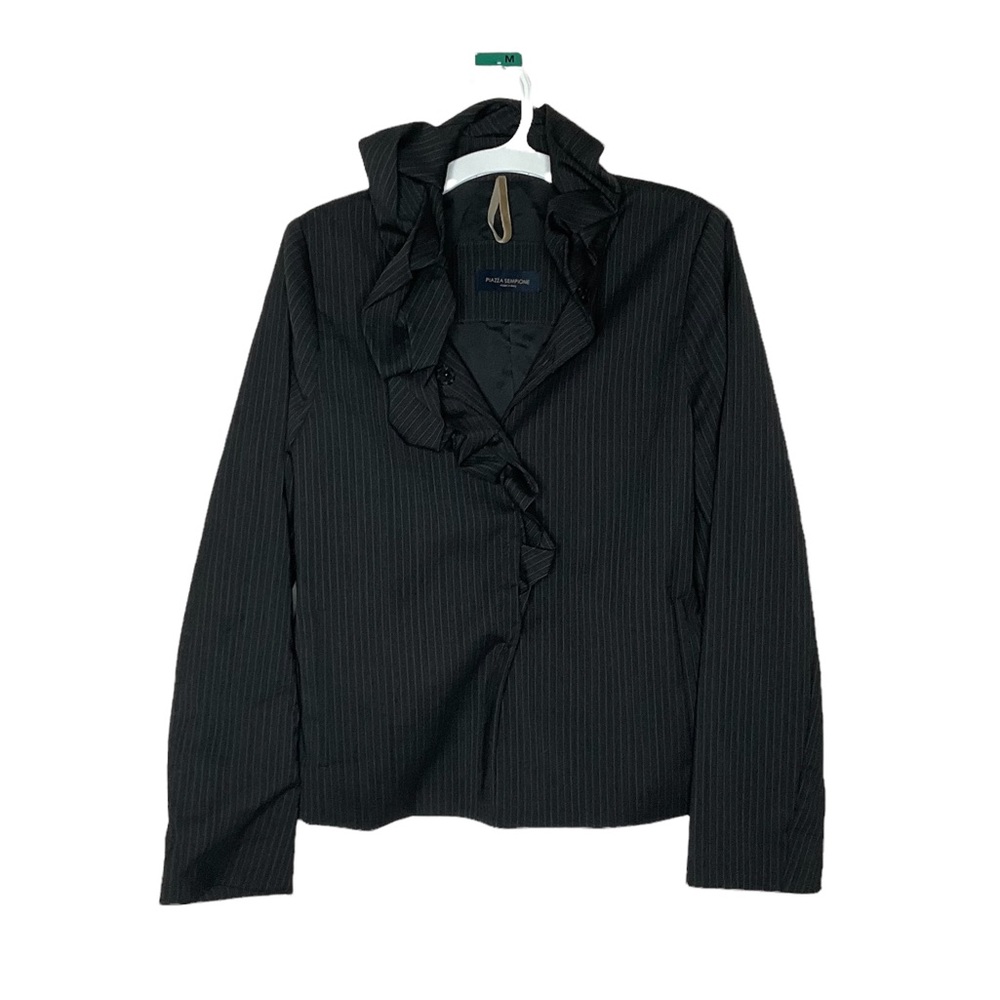 Piazzo Sempione NWOT Wool Pinstripe Ruffle Front Blazer